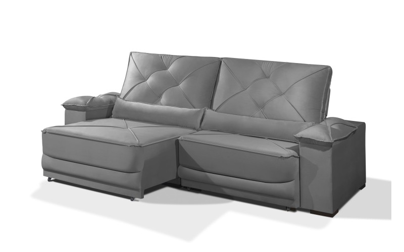 Sofá Retrátil e Reclinável 2.20m ESTILO ESTOFADOS - ODIN com SoftGel D33 Velusoft "Cinza" Sofá Retrátil e Reclinável 2.20m ESTILO ESTOFADOS - ODIN com SoftGel D33 Velusoft "Cinza"