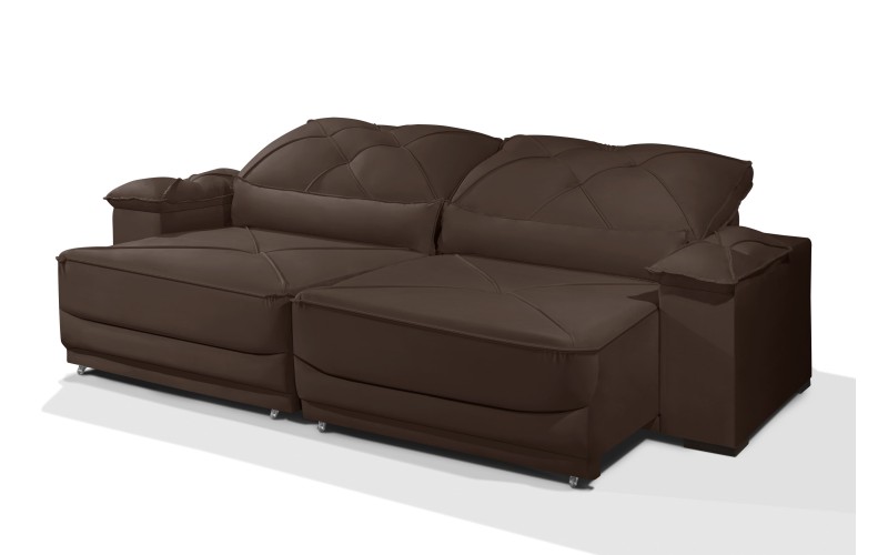 Sofá Retrátil e Reclinável 2.50m ESTILO ESTOFADOS - ODIN com SoftGel D33 Velusoft "Marrom" Sofá Retrátil e Reclinável 2.50m ESTILO ESTOFADOS - ODIN com SoftGel D33 Velusoft "Marrom"