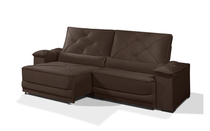 Sofá Retrátil e Reclinável 2.50m ESTILO ESTOFADOS - ODIN com SoftGel D33 Velusoft "Marrom" Sofá Retrátil e Reclinável 2.50m ESTILO ESTOFADOS - ODIN com SoftGel D33 Velusoft "Marrom"