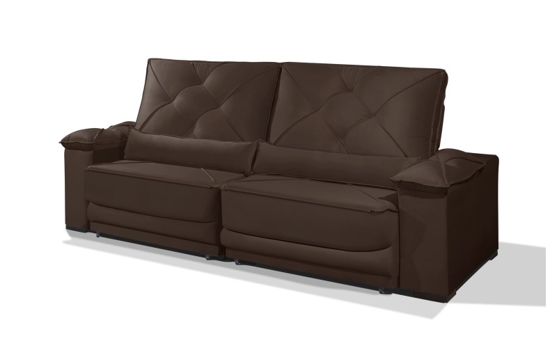 Sofá Retrátil e Reclinável 2.50m ESTILO ESTOFADOS - ODIN com SoftGel D33 Velusoft "Marrom" Sofá Retrátil e Reclinável 2.50m ESTILO ESTOFADOS - ODIN com SoftGel D33 Velusoft "Marrom"