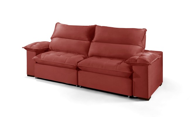Sofá Retrátil e Reclinável 2.20m ESTILO ESTOFADOS - OSLO com SoftGel D33 Velusoft "Vermelho"