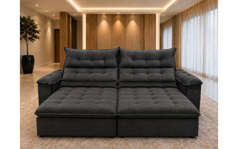 Sofá Retrátil Livia 2,10 Metros Velusoft | Conforto e Elegância para sua Sala