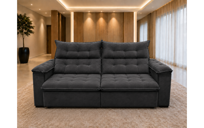 Sofá Retrátil Livia 2,10 Metros Velusoft | Conforto e Elegância para sua Sala