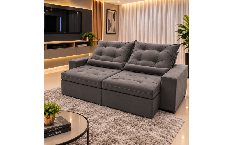  Sofá Retrátil Sophia 2,10 Metros velusoft | Conforto e Elegância para sua Sala