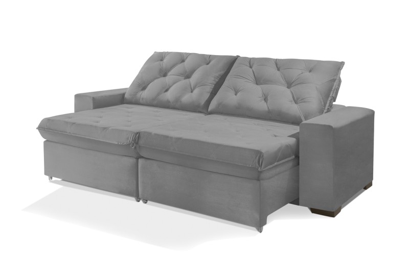 Sofá Retrátil e Reclinável 2.30m ESTILO ESTOFADOS - EUROPA com SoftGel D33 Velupluma "Prata" Sofá Retrátil e Reclinável 2.30m ESTILO ESTOFADOS - EUROPA com SoftGel D33 Velupluma "Prata"