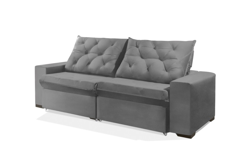 Sofá Retrátil e Reclinável 2.30m ESTILO ESTOFADOS - EUROPA com SoftGel D33 Velupluma "Prata" Sofá Retrátil e Reclinável 2.30m ESTILO ESTOFADOS - EUROPA com SoftGel D33 Velupluma "Prata"