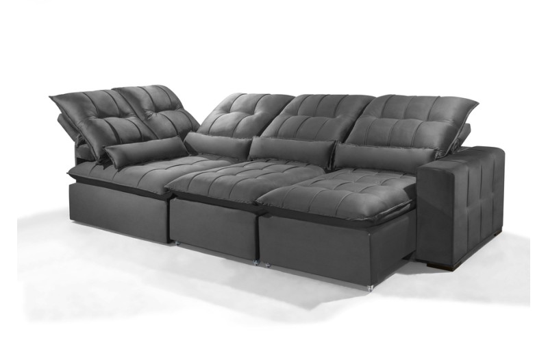 Sofá Retrátil Reclinável ELLOA DE CANTO COM CHAISE 3.25 x 1.80m ESTILO ESTOFADOS - Inca Velusoft COR "CINZA" Sofá Retrátil Reclinável ELLOA DE CANTO COM CHAISE 3.25 x 1.80m ESTILO ESTOFADOS - Inca Velusoft COR "CINZA"