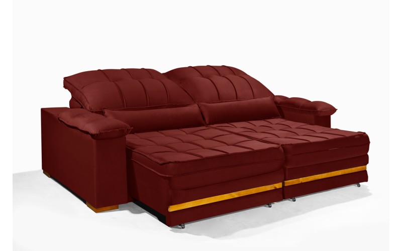 Sofá Retrátil Reclinável MORFEU 2.90m ESTILO ESTOFADOS - França Velusoft COR "VERMELHO" Sofá Retrátil Reclinável MORFEU 2.90m ESTILO ESTOFADOS - França Velusoft COR "VERMELHO"