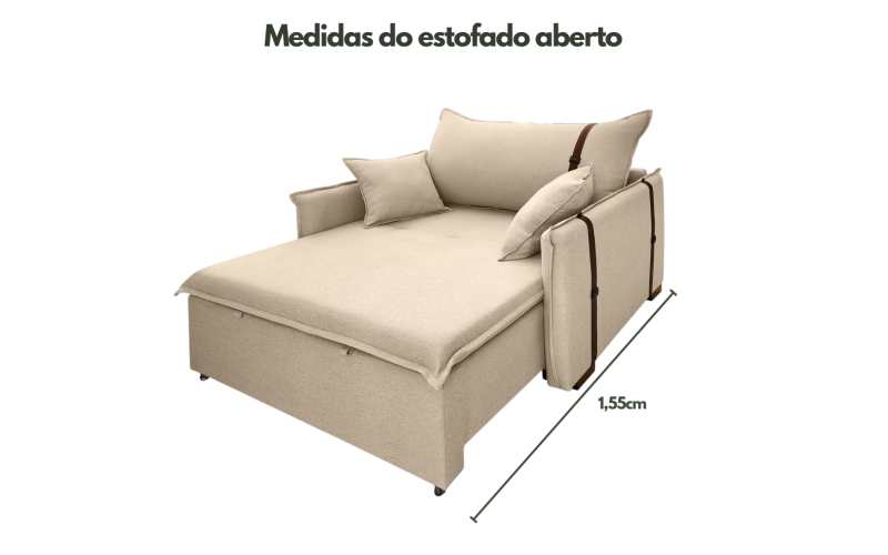 Poltrona Sofá Cama Valence Premium 90cm SoftGel D33 Linho Bege Poltrona Sofá Cama Valence Premium 90cm SoftGel D33 Linho Bege