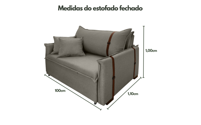 Poltrona Sofá Cama Valence Premium 100cm SoftGel D33 Linho Cinza Poltrona Sofá Cama Valence Premium 100cm SoftGel D33 Linho Cinza