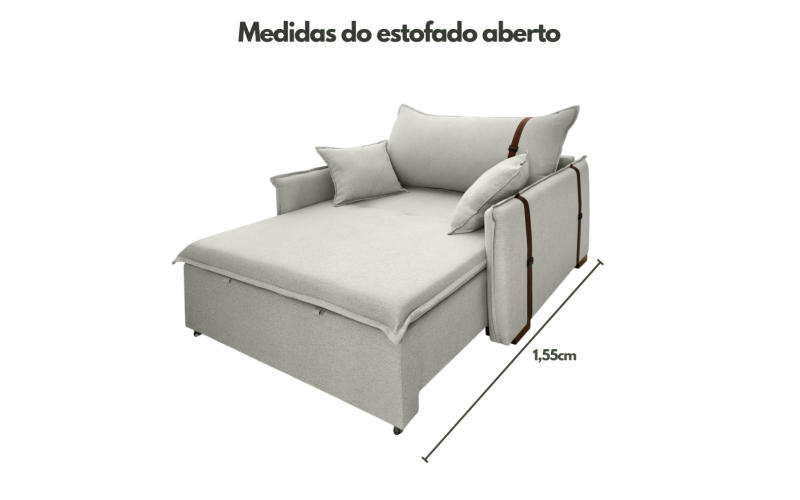 Poltrona Sofá Cama Valence Premium 130cm SoftGel D33  Linho Palha