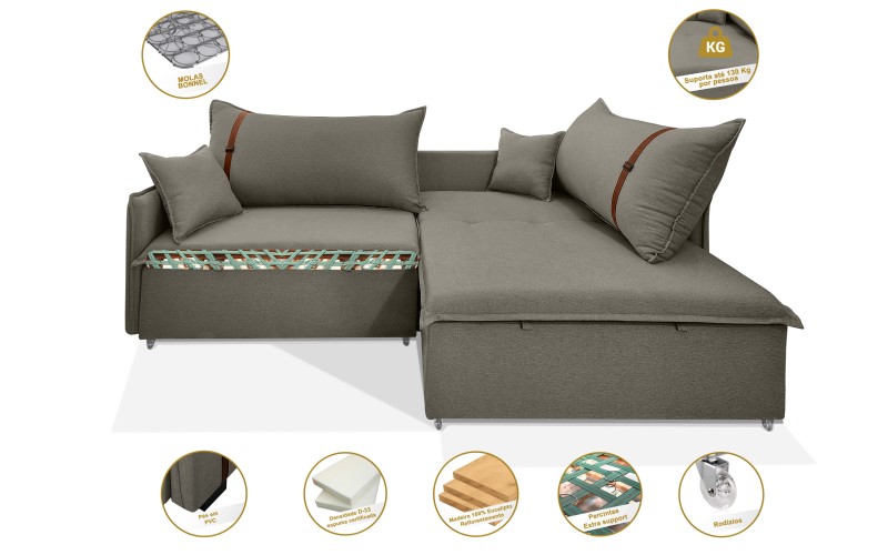 Sofá Valence Slim sem Caixa Premium 2.40m SoftGel 33  Linho Cinza