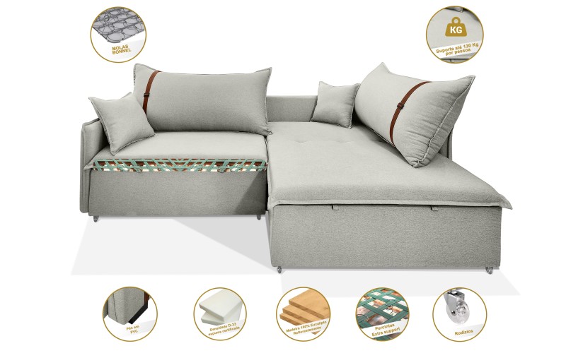 Sofá Valence Slim sem Caixa Premium 2.20m SoftGel 33  Linho Palha
